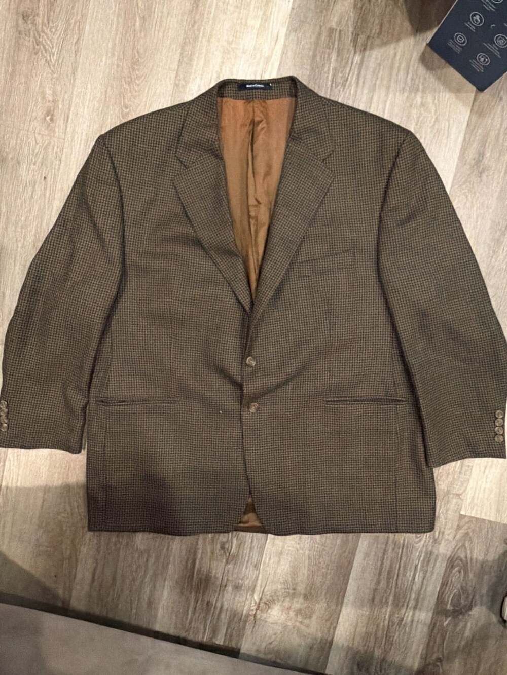 Ralph Lauren Brown Houndstooth Wool Sport Coat Blazer 44R